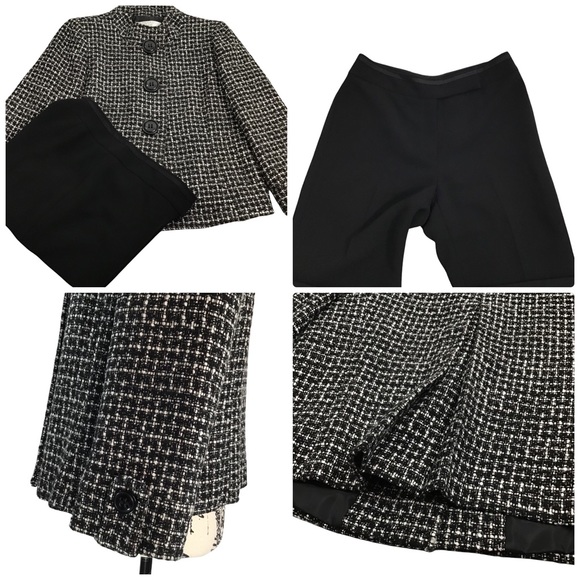 TAHARI - Tweed Blazer + Dress Pant Fully Lined, 8P, Black & White - Picture 10 of 16